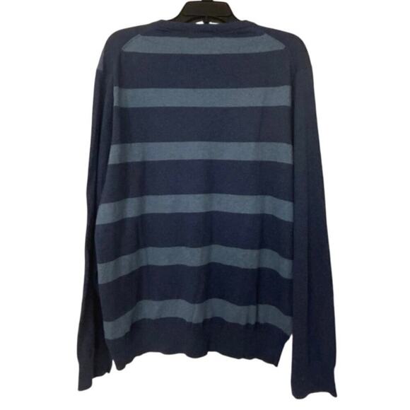 Crown & Ivy NWT Cotton Cashmere Blend Blue Rugby Striped Lightweight Sweater XL - Picture 4 of 14